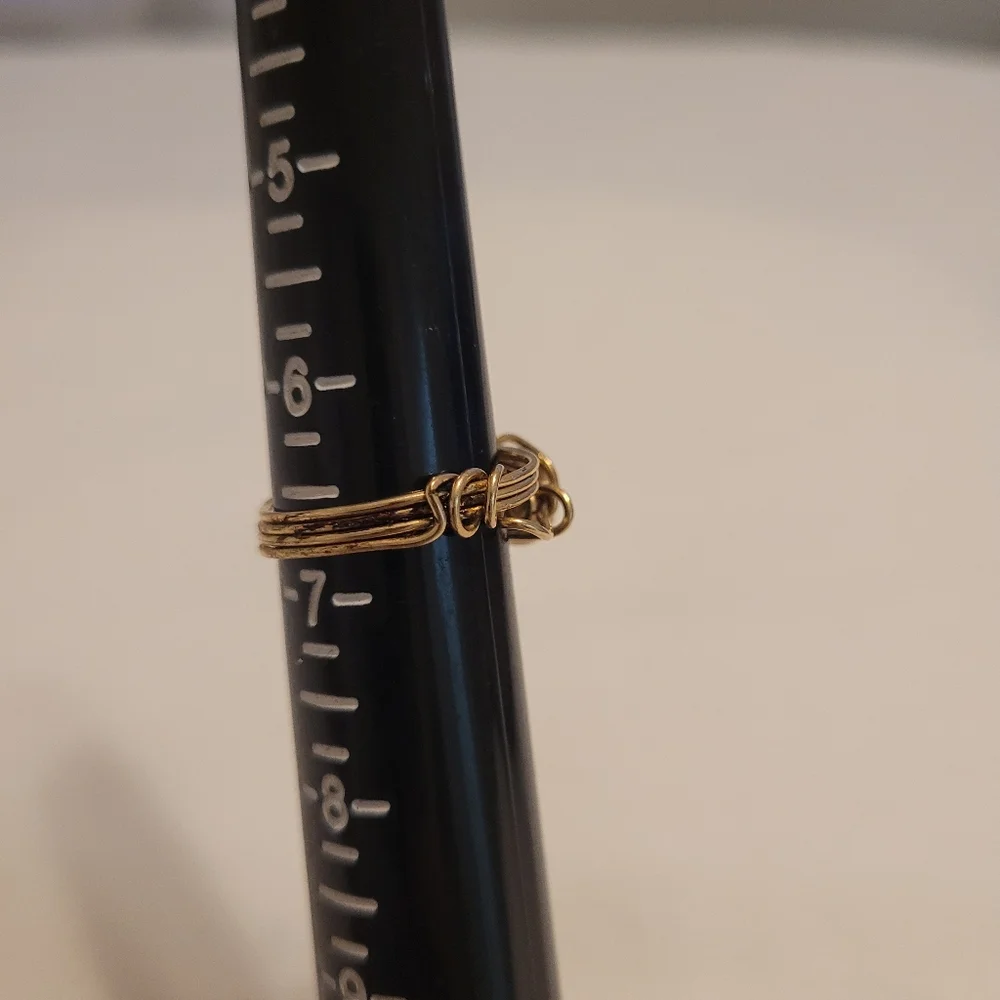 Set Of 3 Delicate Wrapped Wire Rings With Faux Pearl & Stone, Mixed Sizes 6-9